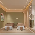 Elegant Warm Beauty Salon Treatment Room With Comfortable Spa Beds And Soft Ambient Lighting