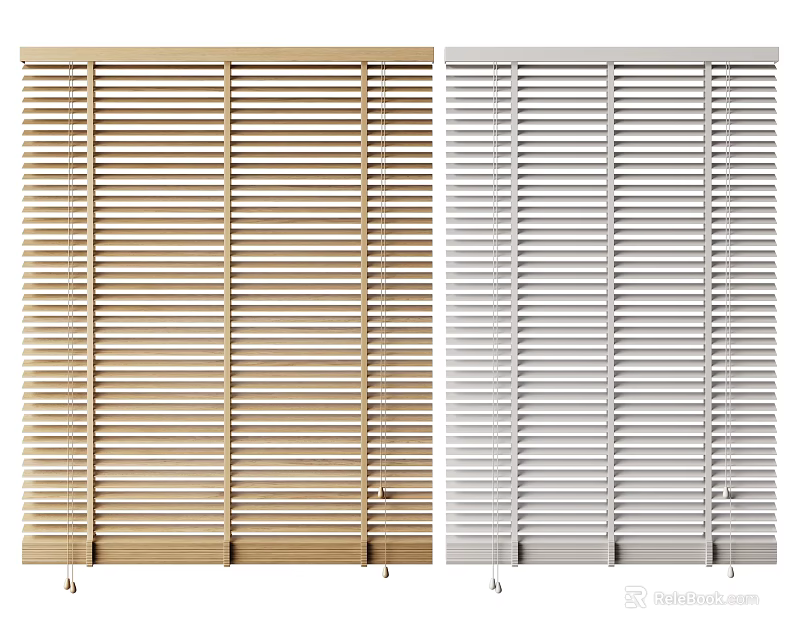 Beige and White Window Blinds Ideal for Home Window Decoration and Light Control 3d model 