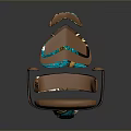 Modern Unique Copper Chair With Green Accents Curved Armrests And Streamlined Backrest