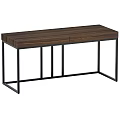 Modern Wooden Desk With Walnut Tabletop And Black Metal Frame Structure