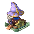 Purple Wizard Hat With Golden Swirls And Hand Emerging From Star Shaped Base