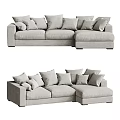 Light Gray Sectional Sofa With Multiple Soft Cushions And Upholstered Fabric Design 3d model