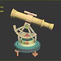 Golden Sextant With Telescope And Ornate Base On Black Surface
