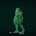 Green Monster Game Movie Character With Muscular Body Tentacle And Slime Drips