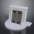 White Architectural 3D Model With Grille Design And Circular Base Structure