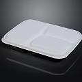 White Three Compartment Lunch Box With Lid Reusable For Daily Meal Storage 3d model