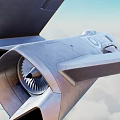Military Jet Aircraft Flying In Sky With Clouds
