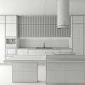 Modern Cabinet Stove Rack Range Hood Cabinet Kitchen suit 3d model