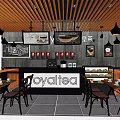 Royaltea Milk Tea Shop Interior With Wooden Ceiling Black Pendant Lights Wall Menu Drink