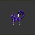 Fantasy Character Design Of Purple Blue Mythical Creature With Horns And Fluffy Tail