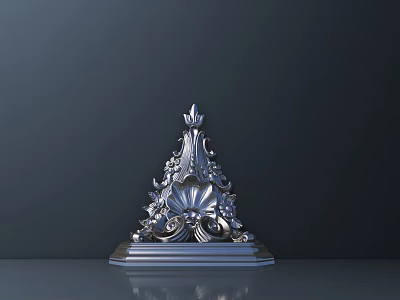 Silver Intricate Carved Ornament With Detailed Patterns And Decorative Base 3d model