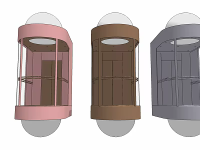 Modern Glass Elevator Cabins With Pink Brown Gray Colors And Transparent Design 3d model