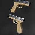 Modern Weapon Tactical Pistol With Textured Grip And Silver Slide Features