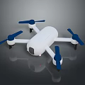 Modern White Drone With Four Blue Propellers And Landing Gear Structure 3d model