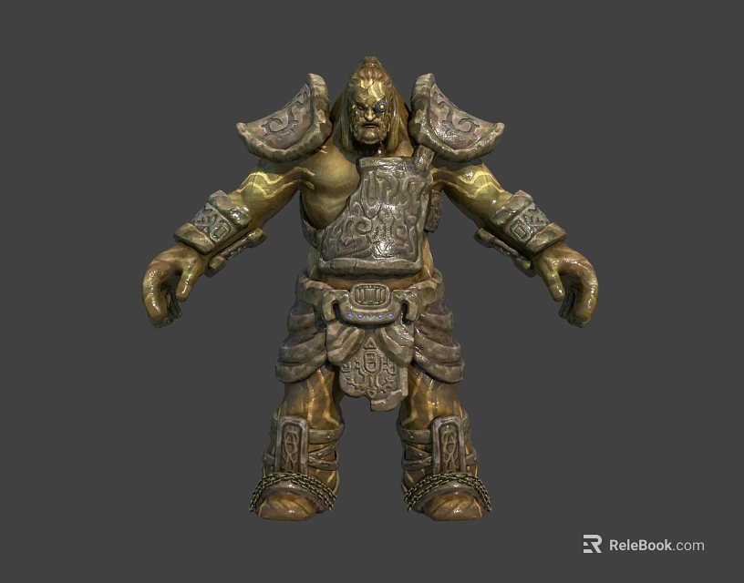 Detailed Mythical Warrior In Bronze Armor With Shoulder Chest And Leg Plates 3d model 