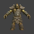 Detailed Mythical Warrior In Bronze Armor With Shoulder Chest And Leg Plates