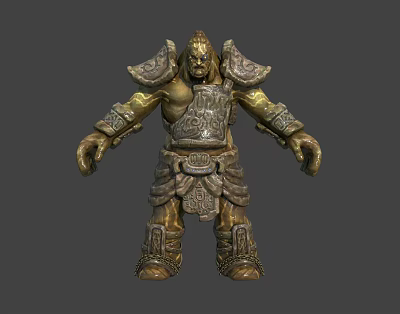 Detailed Mythical Warrior In Bronze Armor With Shoulder Chest And Leg Plates 3d model
