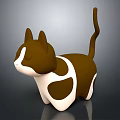 Adorable Brown and White Cat Figurine with Shiny Surface on Gray Background