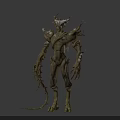 Wooden Tree Like Monster Creature 3D Model Character With Antler Head And Vine Limbs