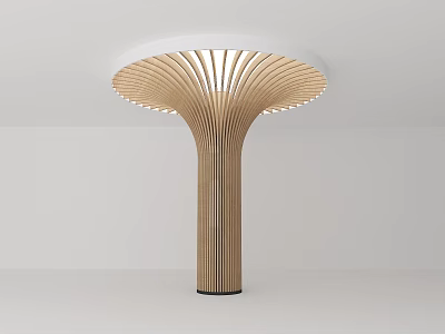 Modern Wooden Column With Radial Top Structure And Built in Lighting Design 3d model