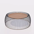 Round Modern Coffee Table With Black Metal Frame And Wooden Top