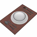 Elegant Tableware Set With Pink Placemat White Bowl Plate And Black Cutlery
