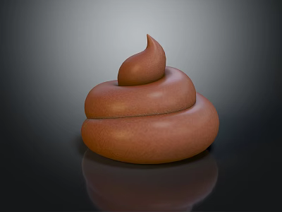 Brown Poop Shaped Object With Smooth Texture On Black Background And Reflection 3d model