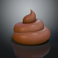 Brown Poop Shaped Object With Smooth Texture On Black Background And Reflection 3d model