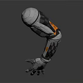 Robotic Arm With Silver Black Orange Design And Detailed Humanoid Hand Structure 3d model