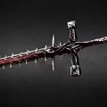 Gothic Aggressive Sword with Spikes Twisted Patterns and Metal Hilt Design 3d model