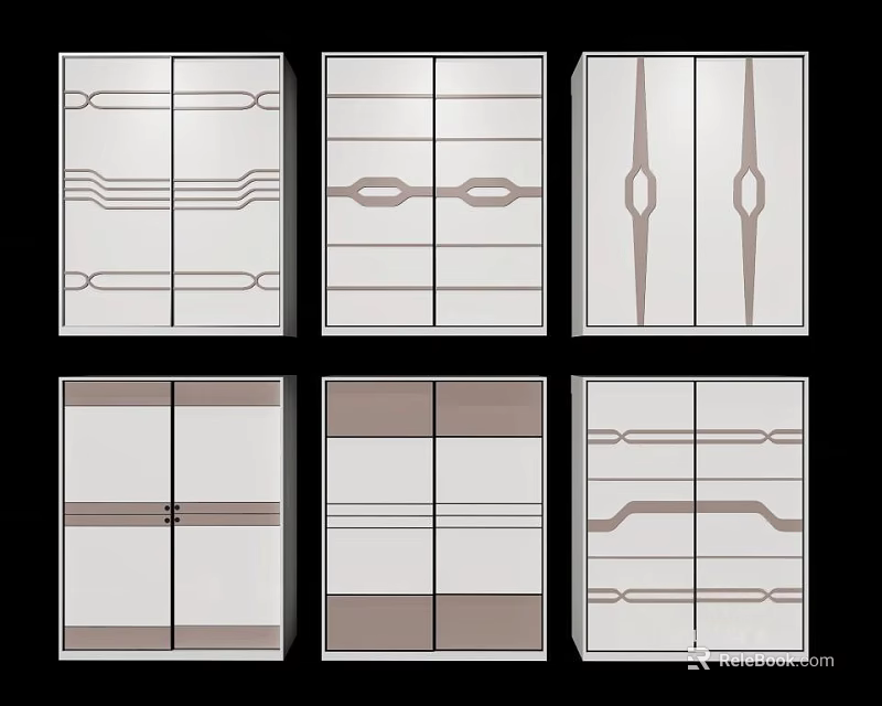 Modern Wardrobe Designs With Various Stylish Door Patterns And Neutral Colors 3d model 