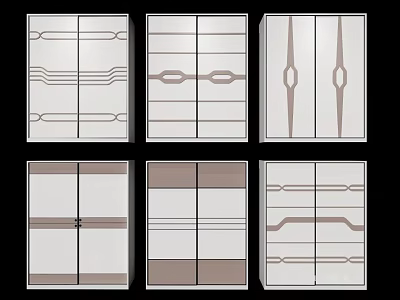 Modern Wardrobe Designs With Various Stylish Door Patterns And Neutral Colors 3d model