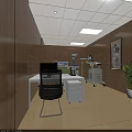 Hospital Ward Interior With Beds Windows Plants TV And Ceiling Lights
