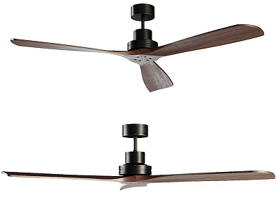 Modern Ceiling Fan With Wooden Blades And Black Base For Indoor Home Use 3d model