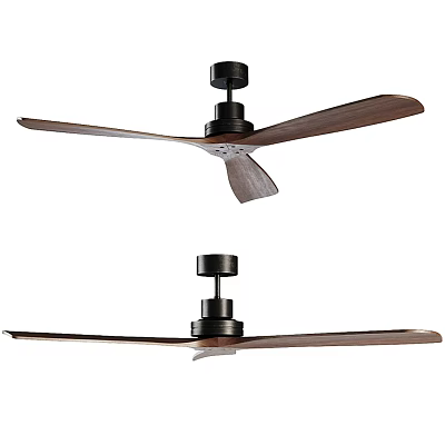 Modern Ceiling Fan With Wooden Blades And Black Base For Indoor Home Use 3d model