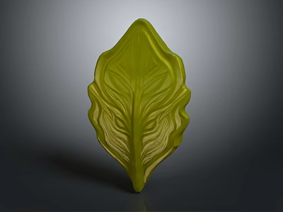 Green Leaf With Textured Veins And Three Dimensional Shape On Gray Background 3d model