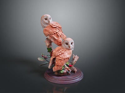 Owl grimace owl long-eared owl wulin owl monkey face owl carved owl 3d model