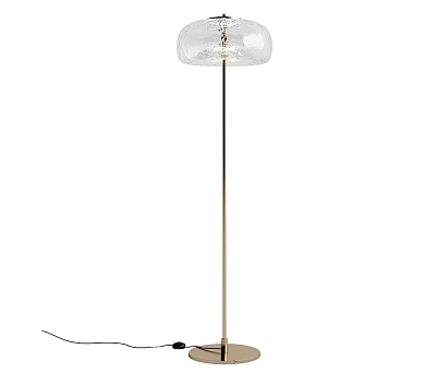 Elegant Floor Lamp With Clear Glass Shade And Metal Pole Base 3d model