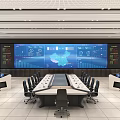 Video monitoring room of command and control center 3d model