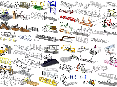 Road Facilities For Bicycle Parking Racks With Various Designs And Public Use 3d model