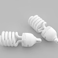 Two White Spiral Energy Saving Light Bulbs On Gray Background 3d model