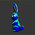 Cute Colorful Rabbit Toy With Large Ears Shiny Surface And Reflection On Dark Background
