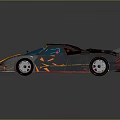 Sleek Sports Car With Aerodynamic Design Metallic Finish Colorful Accents And Rear Spoiler