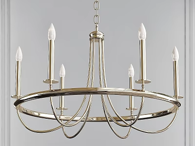 Elegant Modern Metal Chandelier Featuring Candle Style Arms And Circular Hanging Design 3d model
