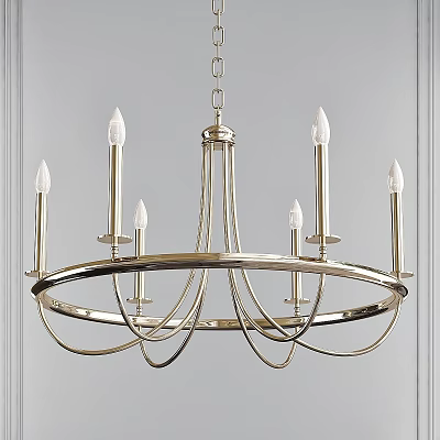 Elegant Modern Metal Chandelier Featuring Candle Style Arms And Circular Hanging Design 3d model