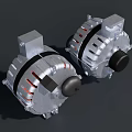 Two Industrial Equipment Units Featuring Silver Metal Casing and Black Functional Parts