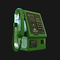 Green Public Telephone Booth with Keypad and Handset for Emergency Use
