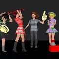 Group of People in Casual Outfits Holding Red Stick Number 1 Sign Near Red Star Machine