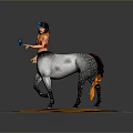 Female Centaur Character with Horse Lower Body Surrounded by Blue Butterflies on Orange Ground