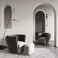 Modern Single Sofa Pedal Fabric Sofa Floor Lamp 3d model